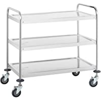 Royal Catering Carro Cocina Carrito de Servicio con Ruedas RCSW-3R (3 Estantes- Carga 150 kg- Distancia entre estantes…